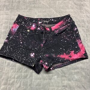 Lovesick Galaxy Shorts, Space, Stars, Pink, Black, Size 7